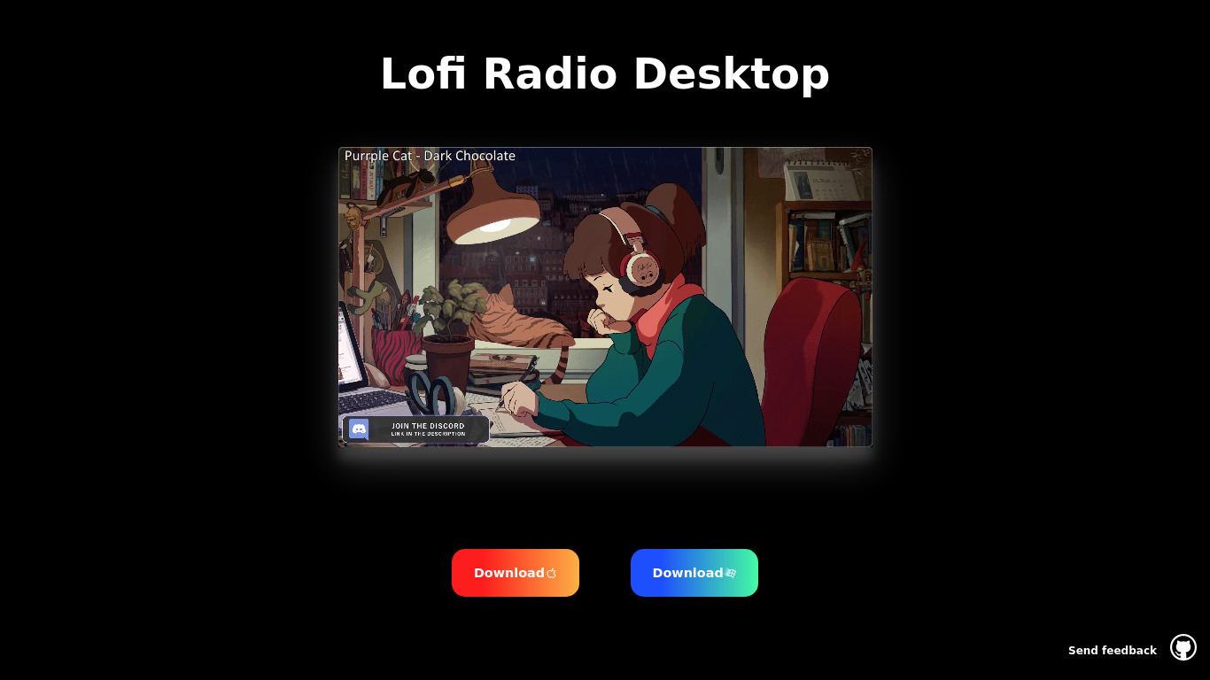 Lofi Radio Desktop Landing page
