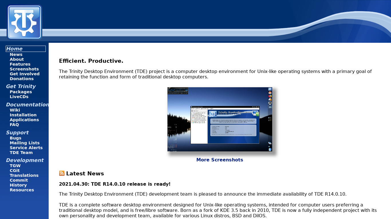 Trinity Desktop Environment (TDE) Landing page