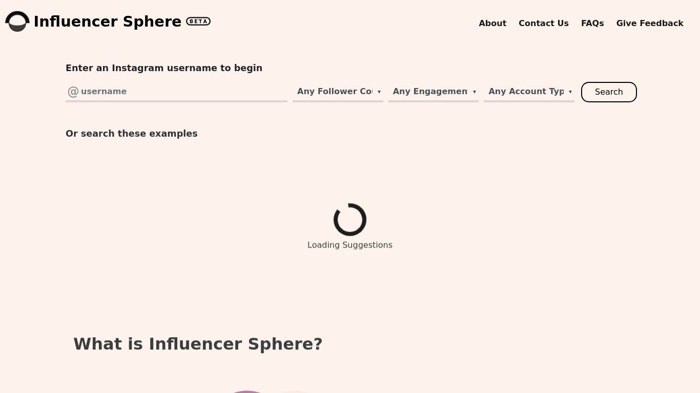 Influencer Sphere Landing page