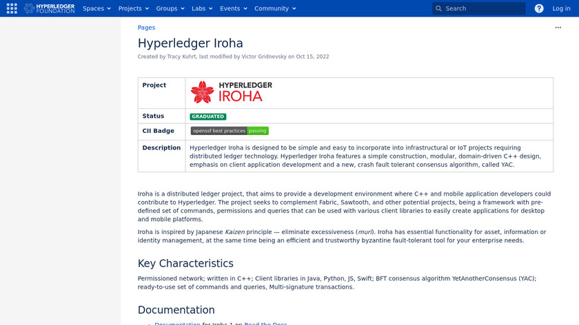Hyperledger Iroha Landing Page