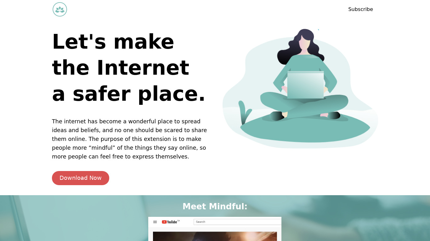 Mindful Extension Landing page