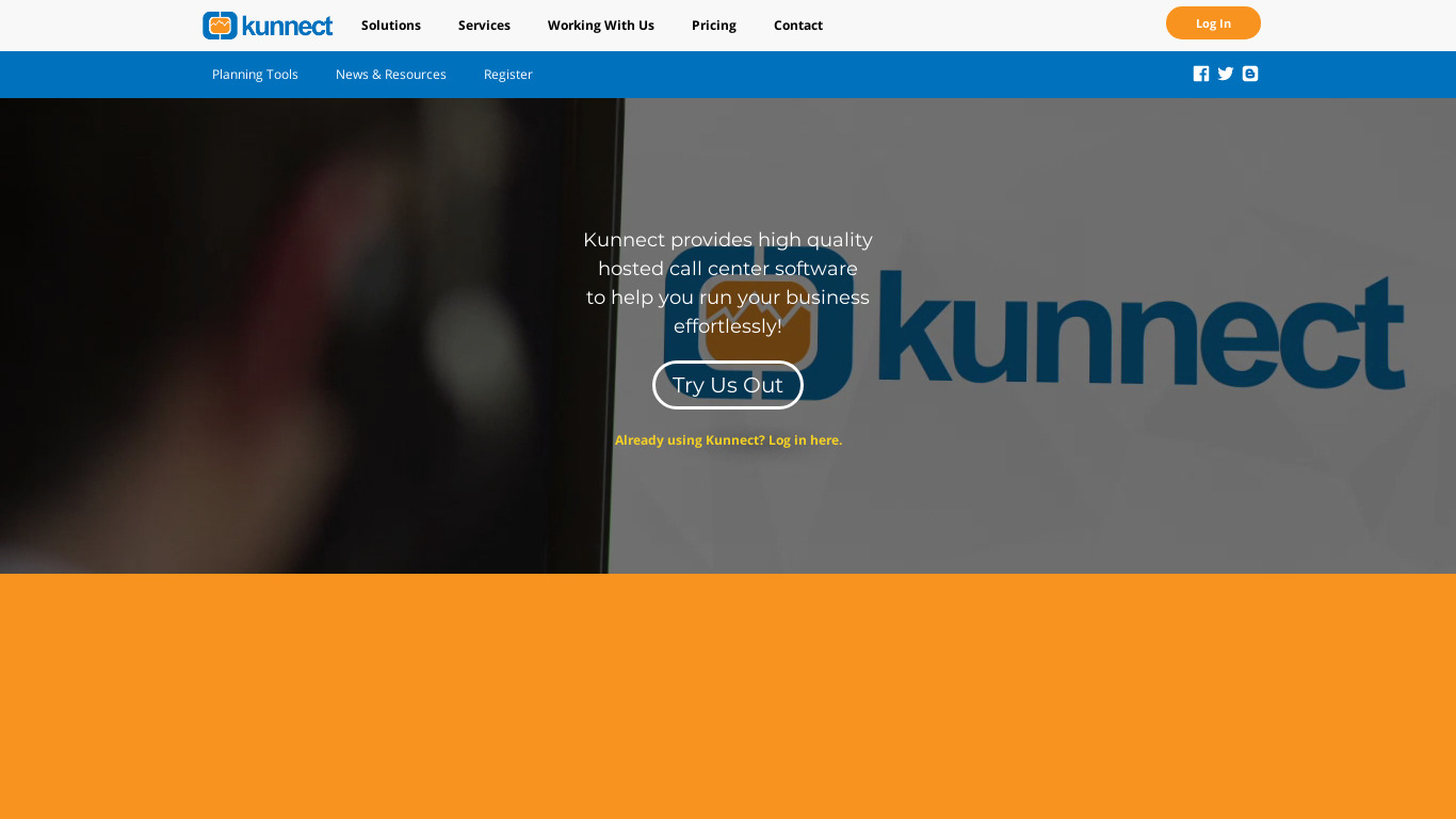Kunnect Landing page
