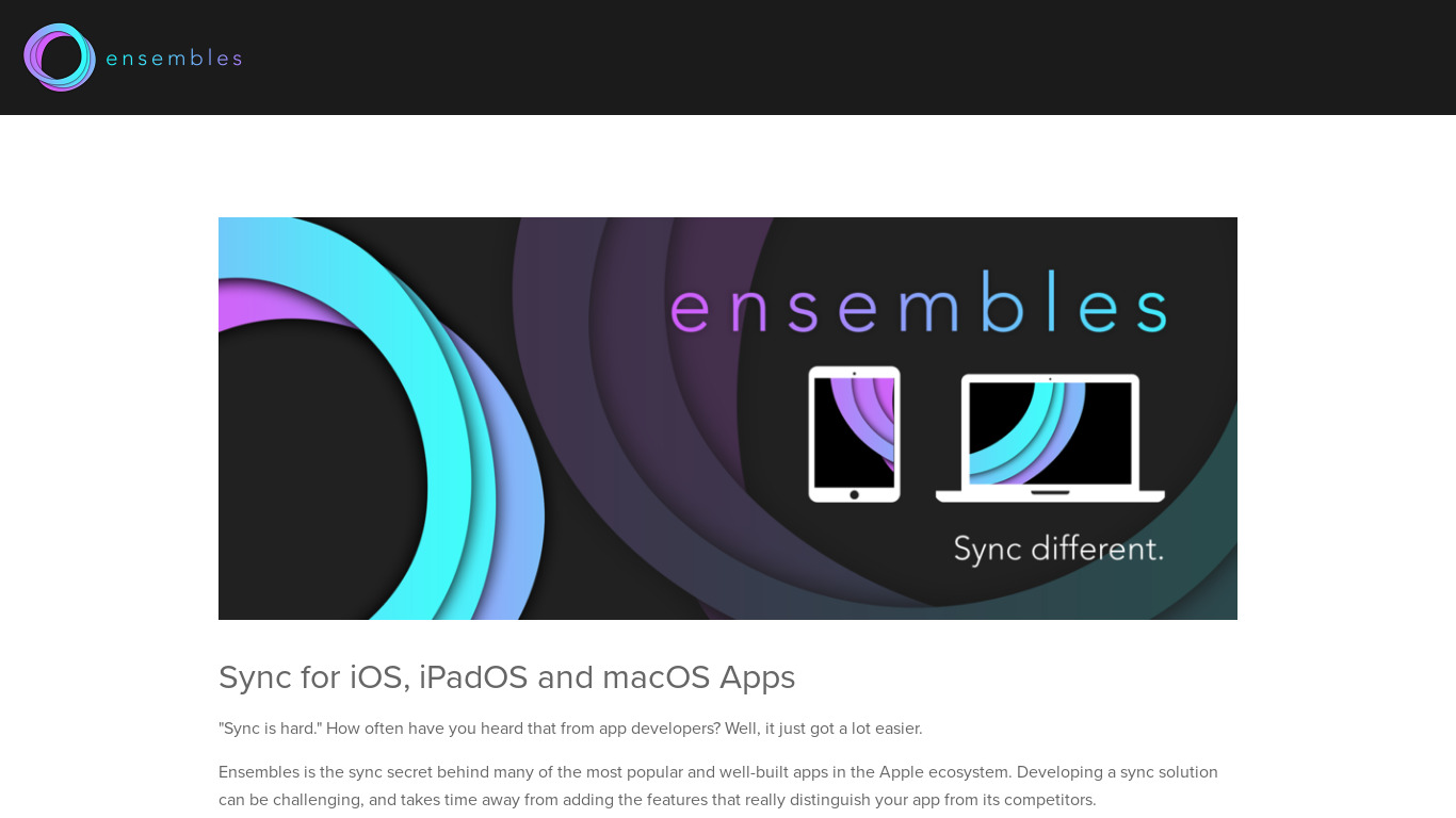 Ensembles Landing page
