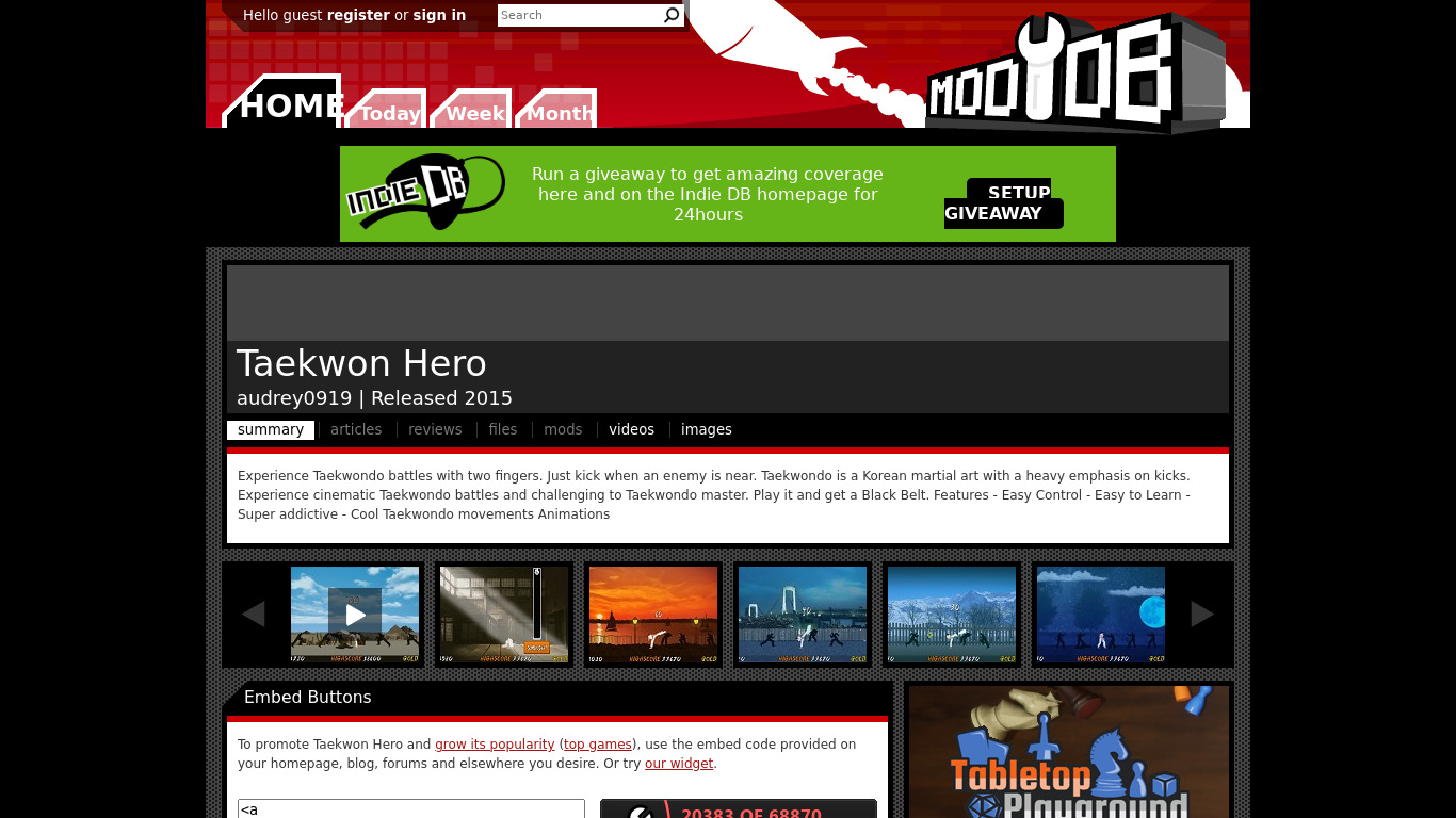 Taekwon Hero Landing page