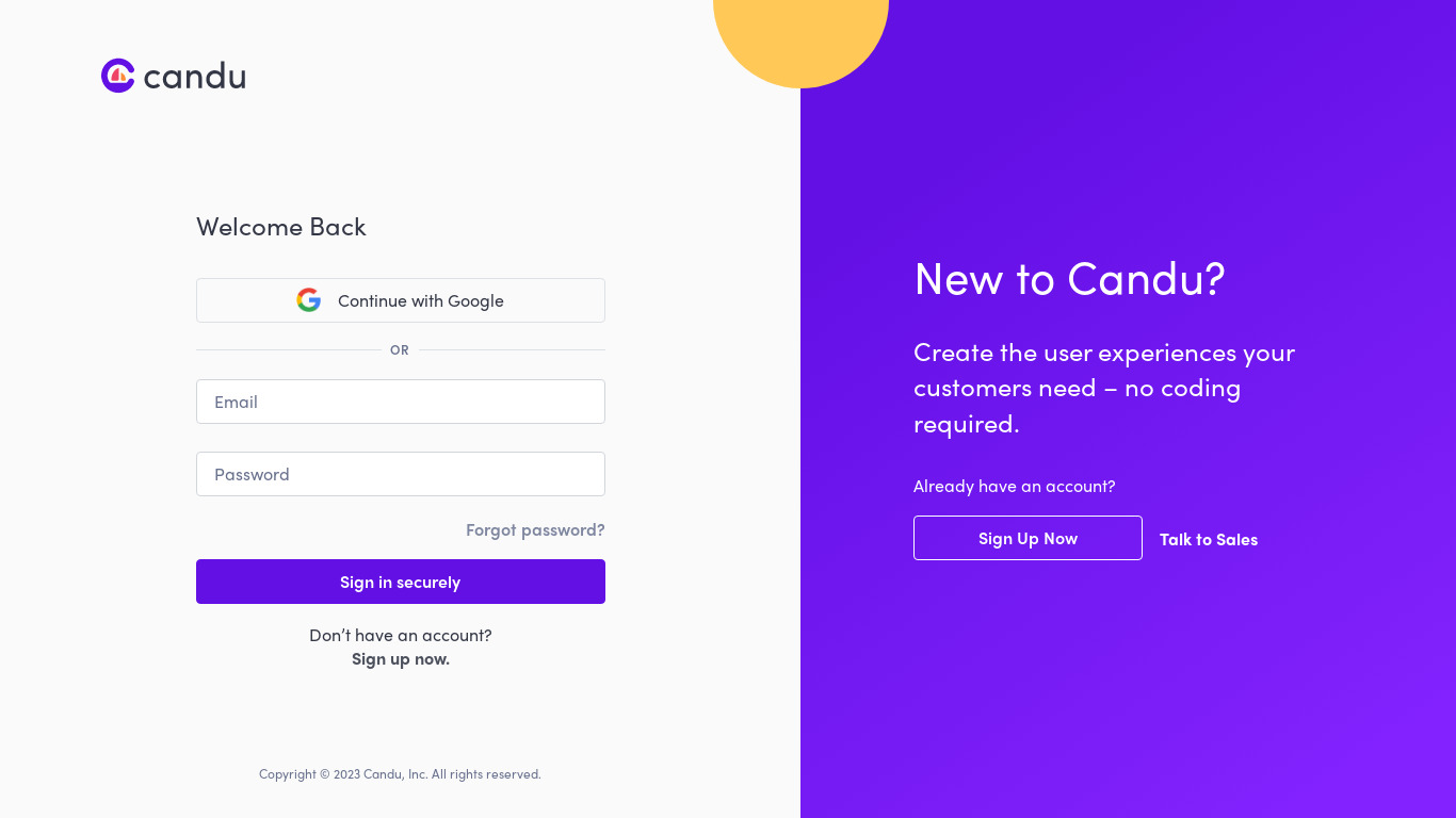 Candu Landing page