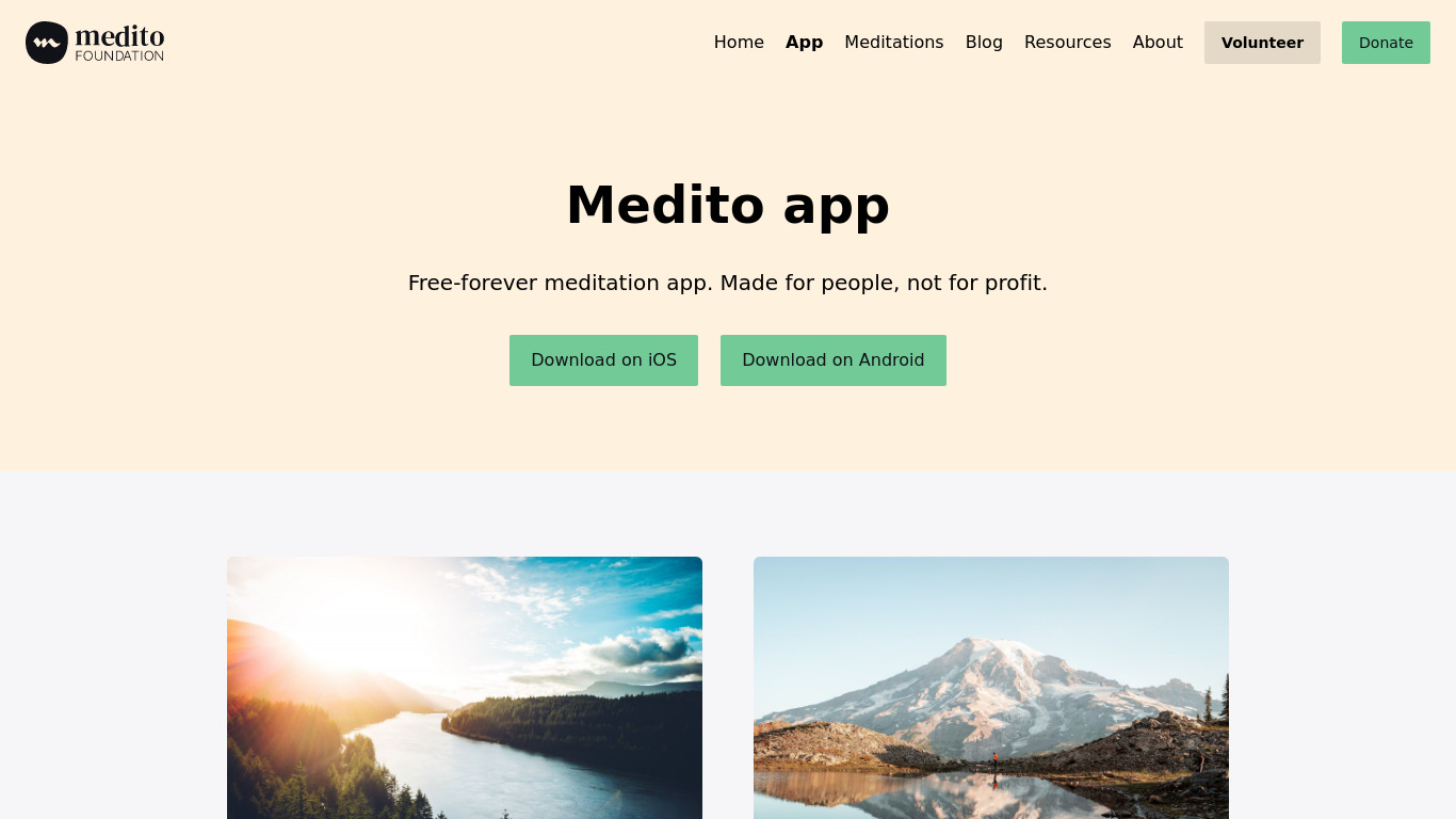 Medito Landing page