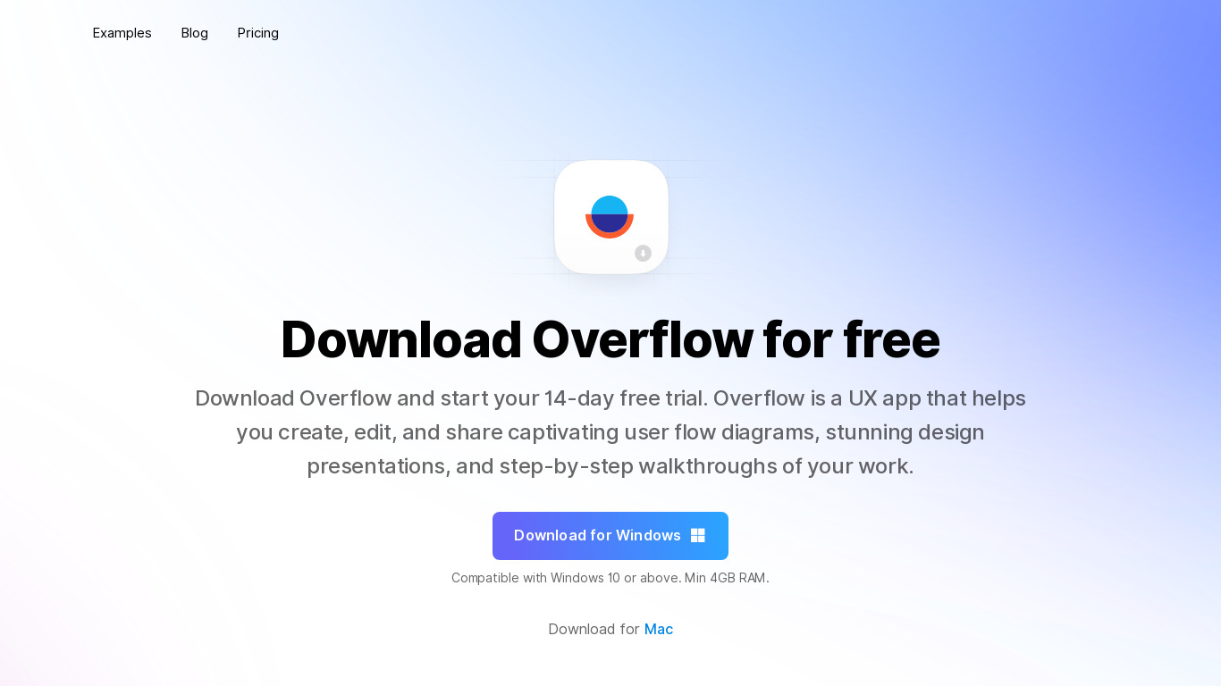 Overflow for Windows Landing page