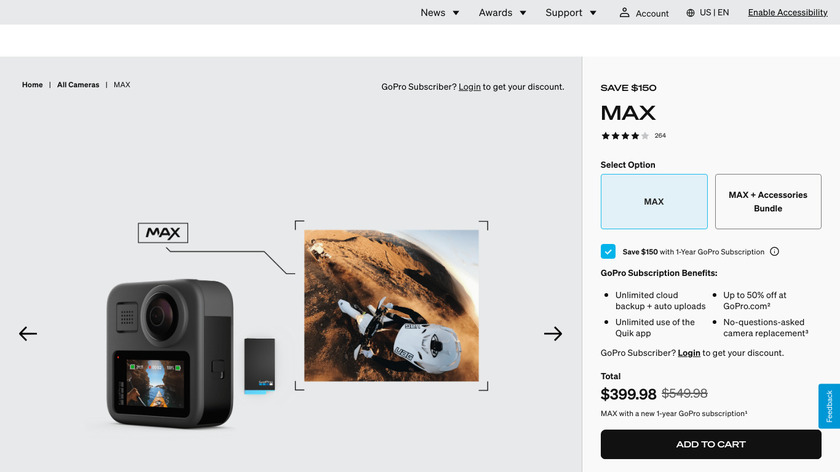 GoPro Hero Max Landing Page