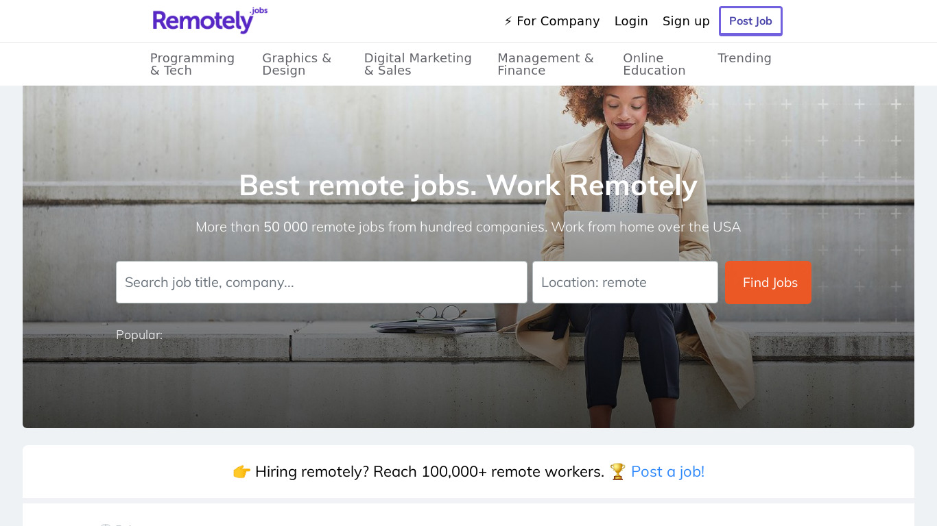 Remotely.Jobs Landing page