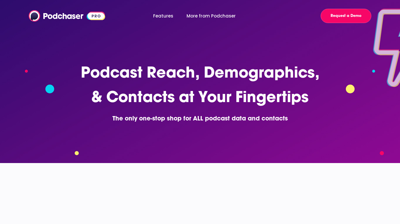 Podchaser Pro Landing page