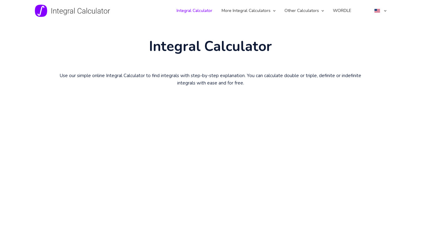 Integral Calculator Landing page