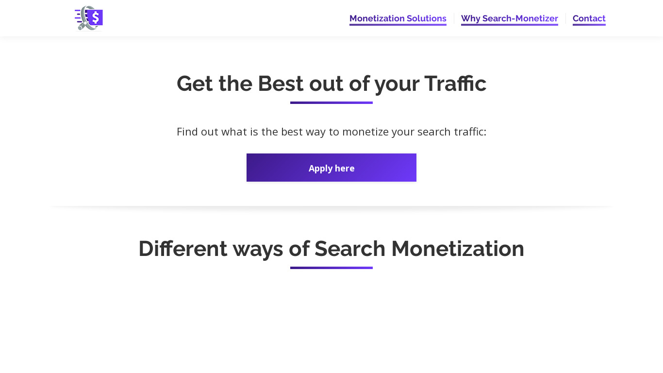 Search-Monetizer Landing page