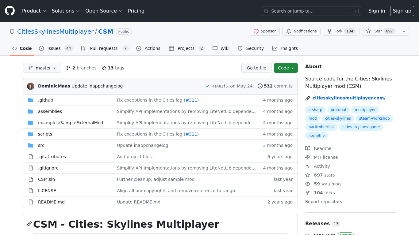 CSM - Cities: Skylines Multiplayer Landing page