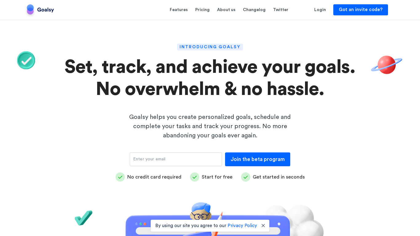 Goalsy Landing page