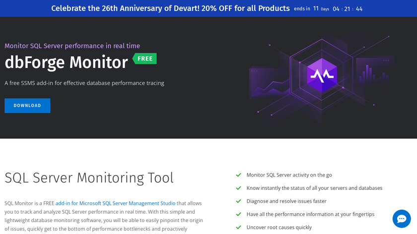 dbForge Monitor Landing Page