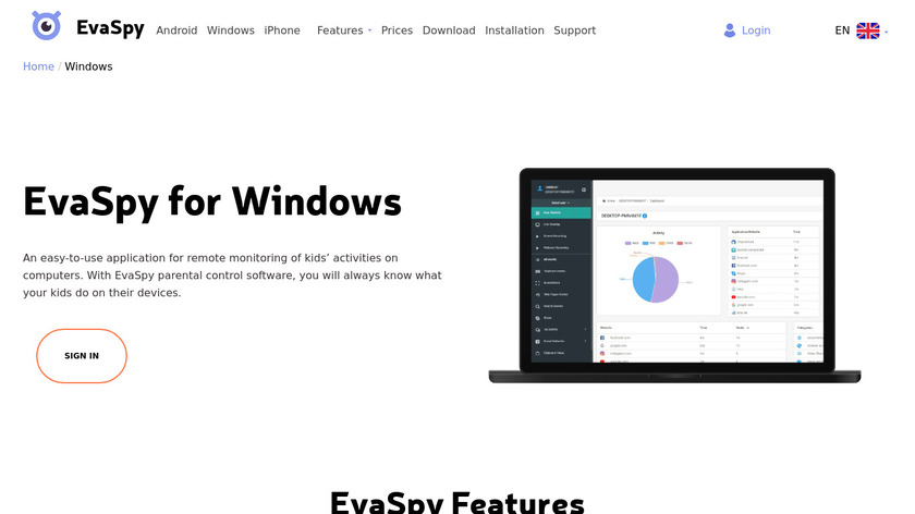EvaSpy for Windows Landing Page