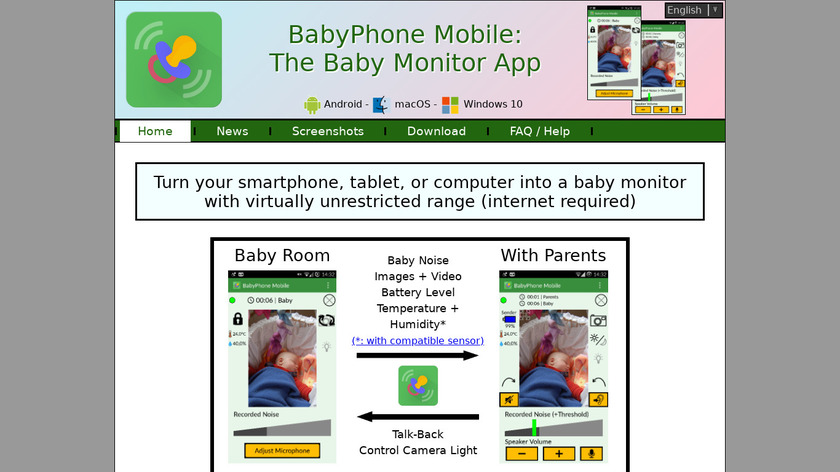 BabyPhone Mobile: Baby Monitor Landing Page