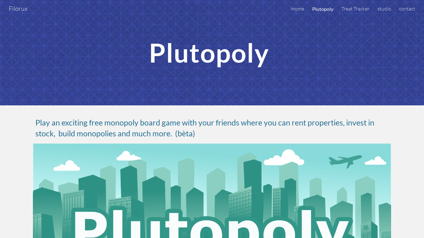 Plutopoly Landing page
