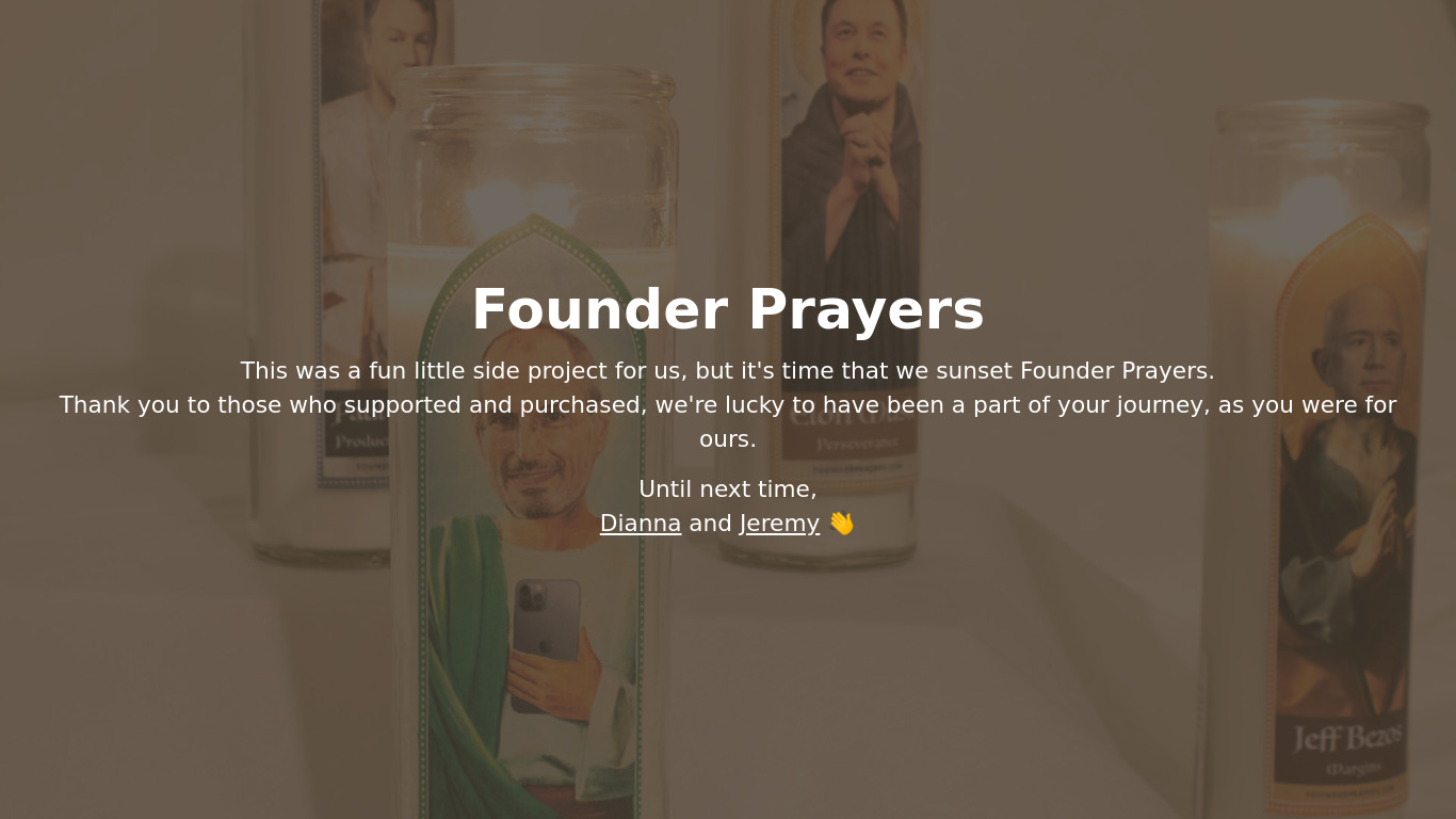 Founder Prayers Landing page