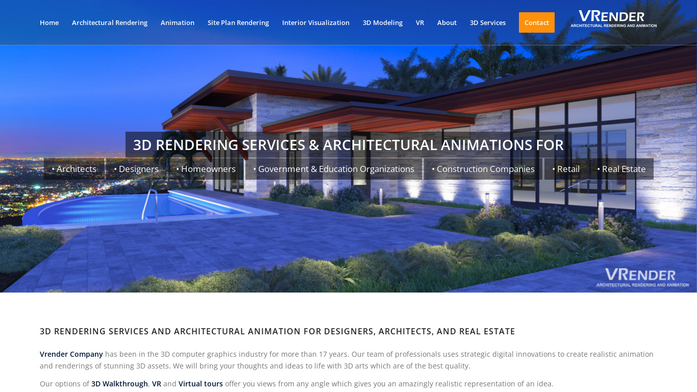 Vrender Landing page