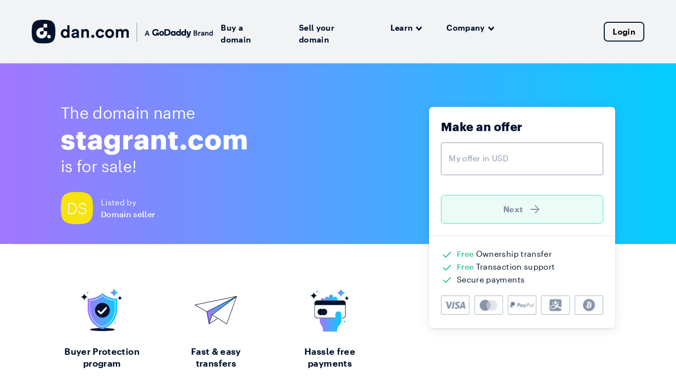 Stagrant Landing page