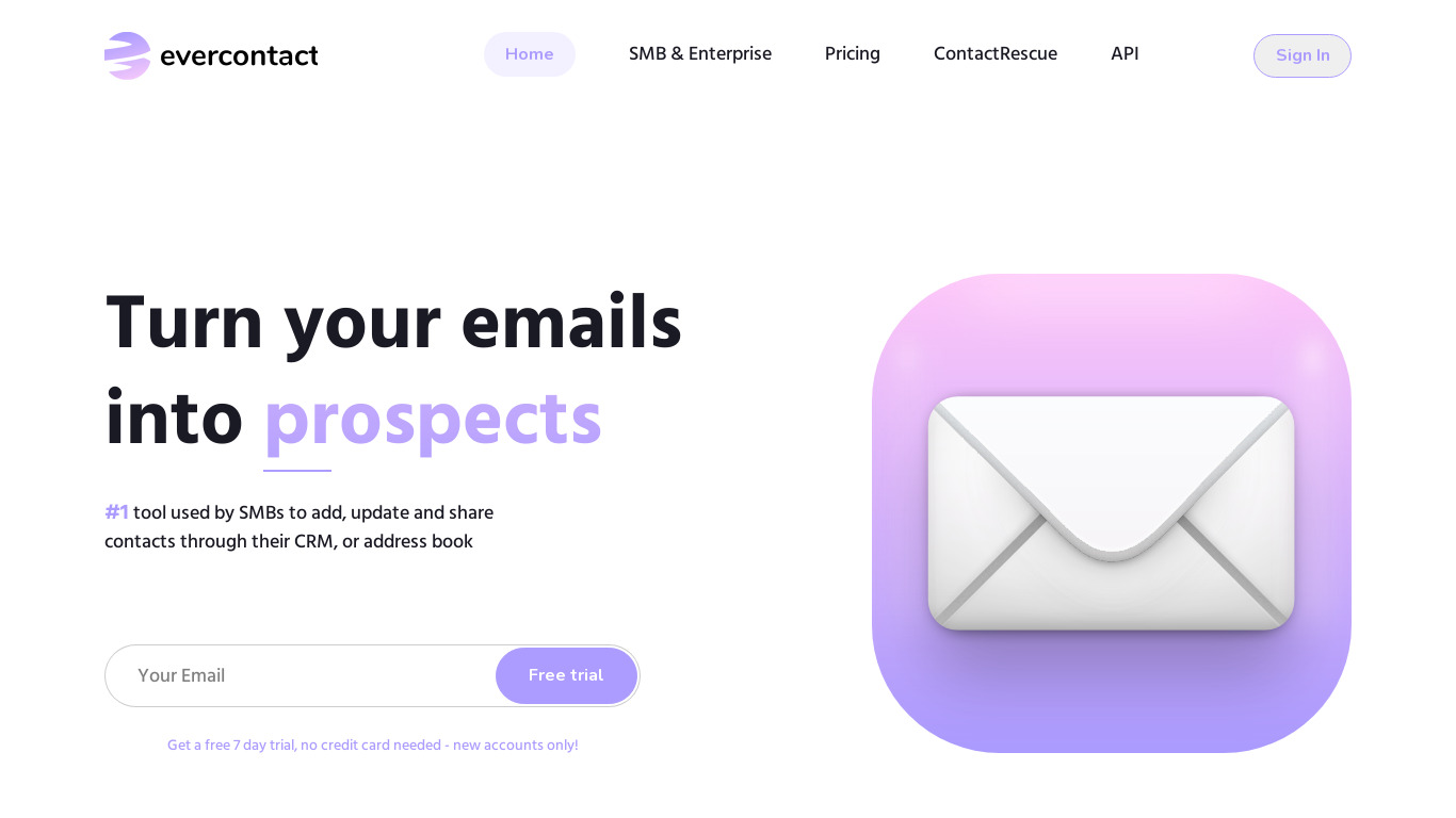 Evercontact Landing page