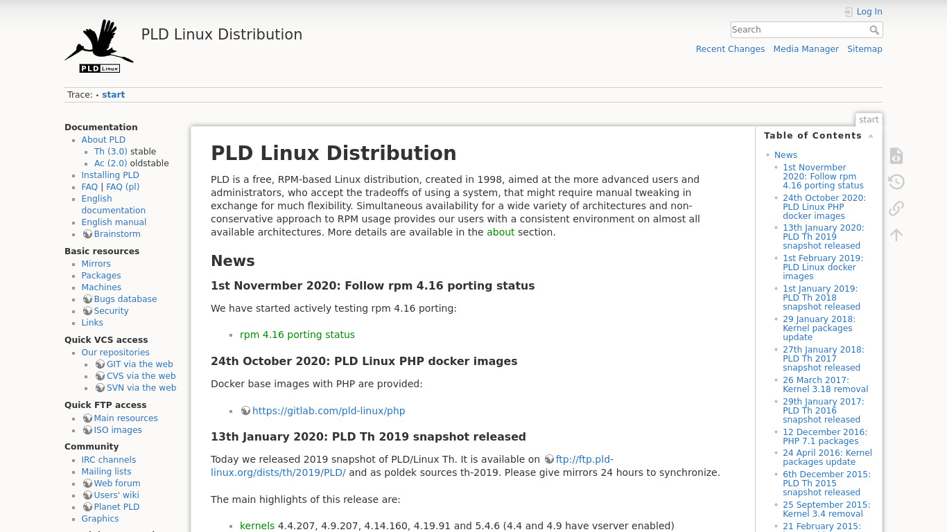 PLD Linux Distribution Landing page