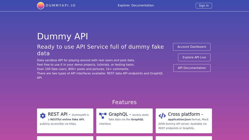 DummyAPI.io Landing Page