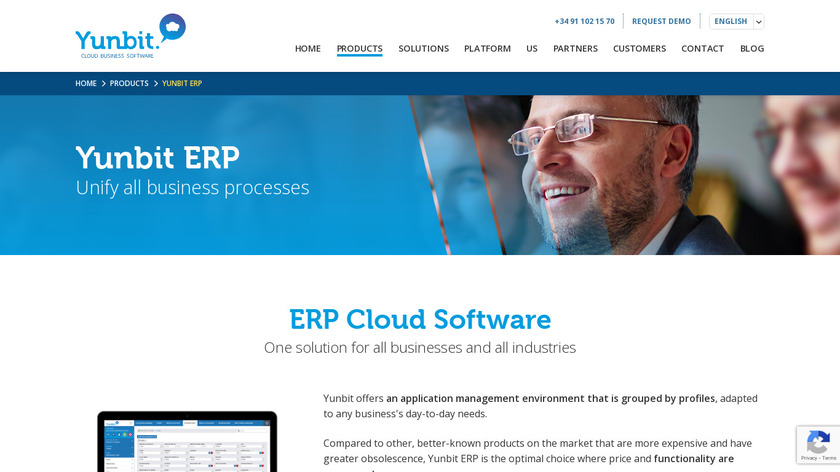 Yunbit ERP Landing Page