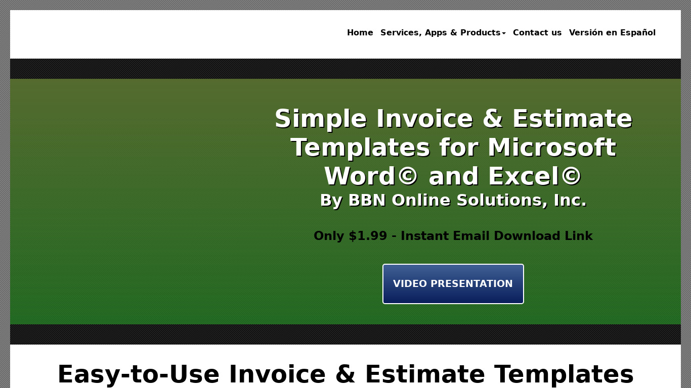 Simple Invoices & Estimates Landing page