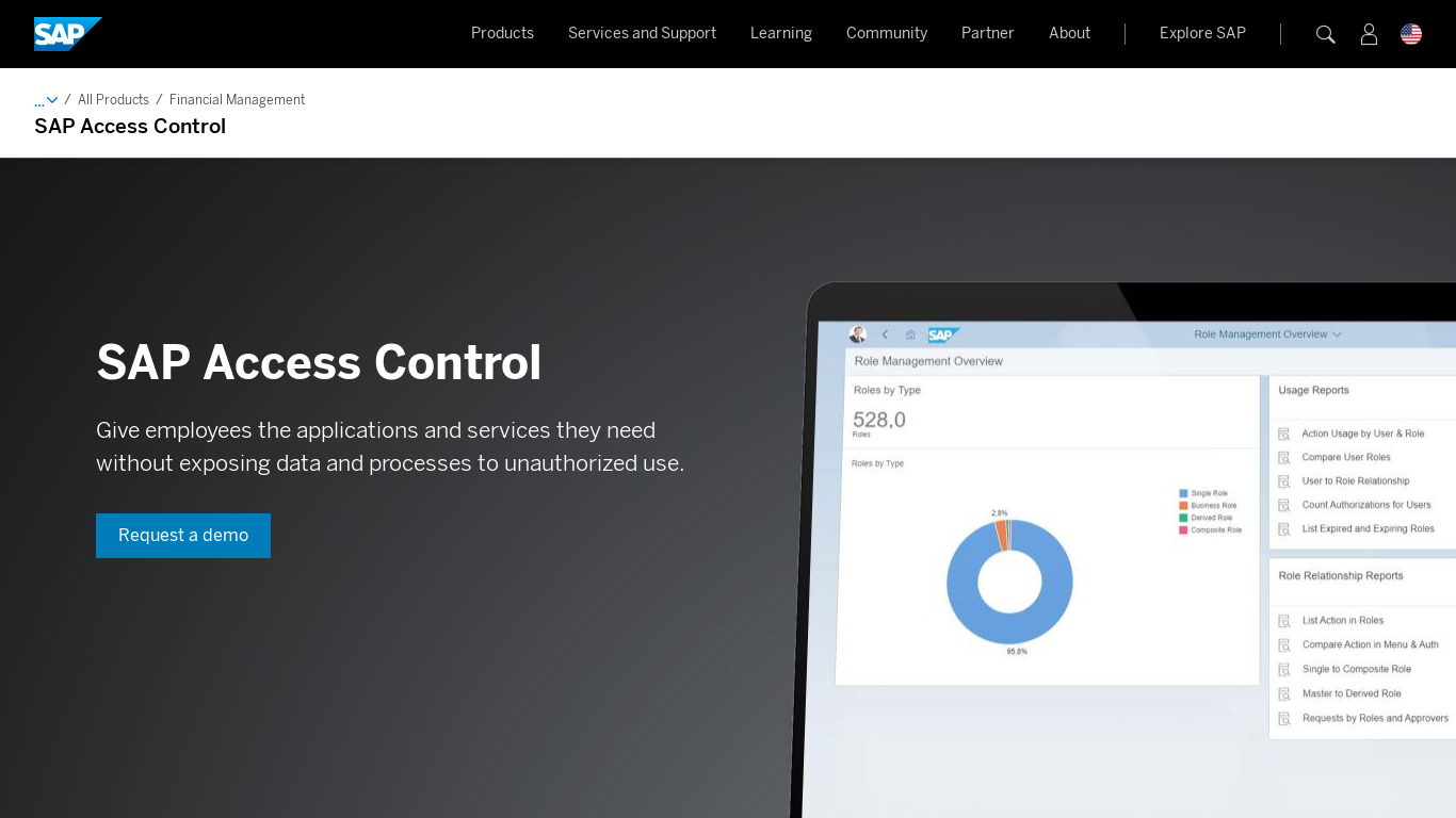 SAP Access Control Landing page