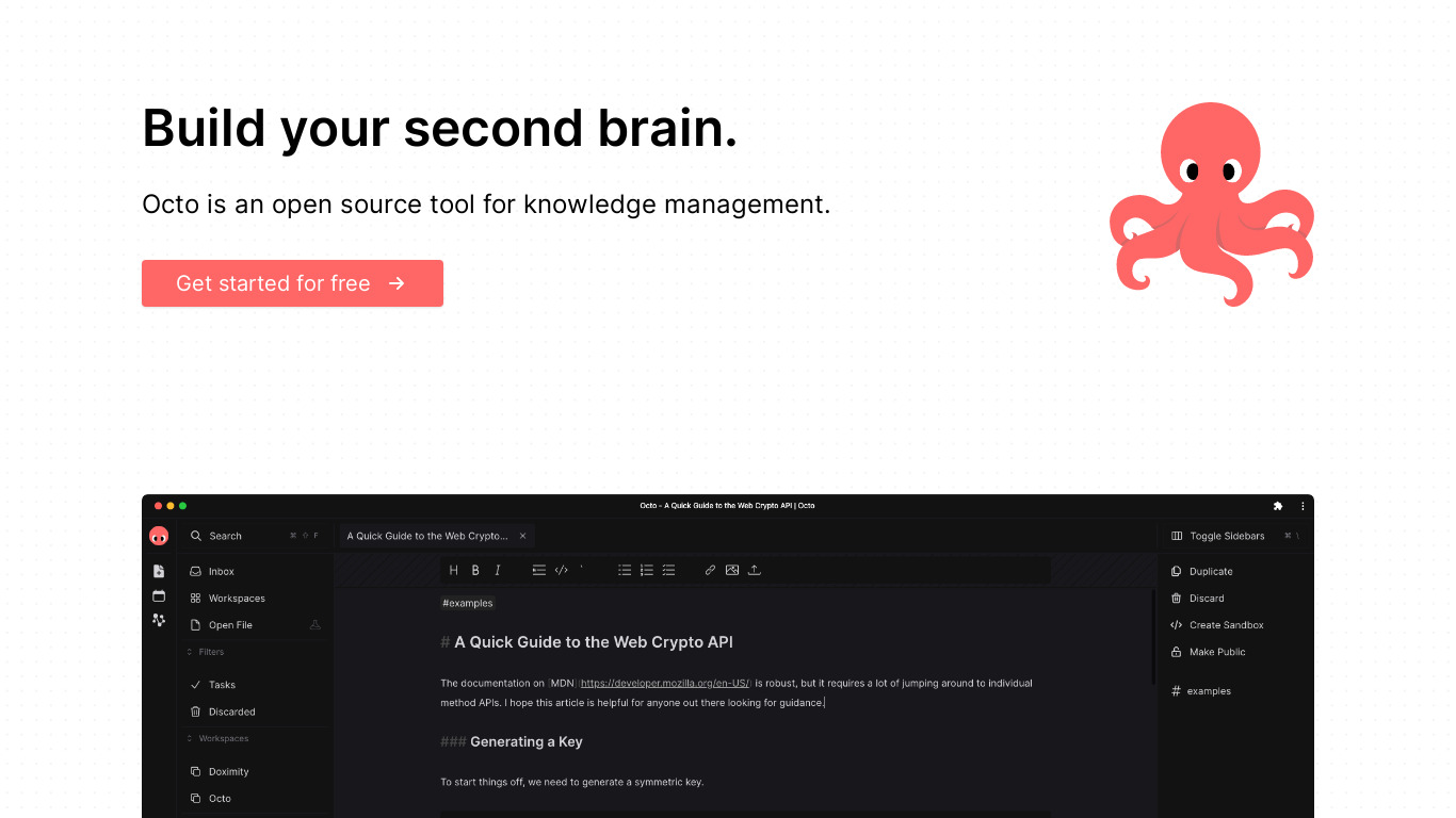 octo Landing page