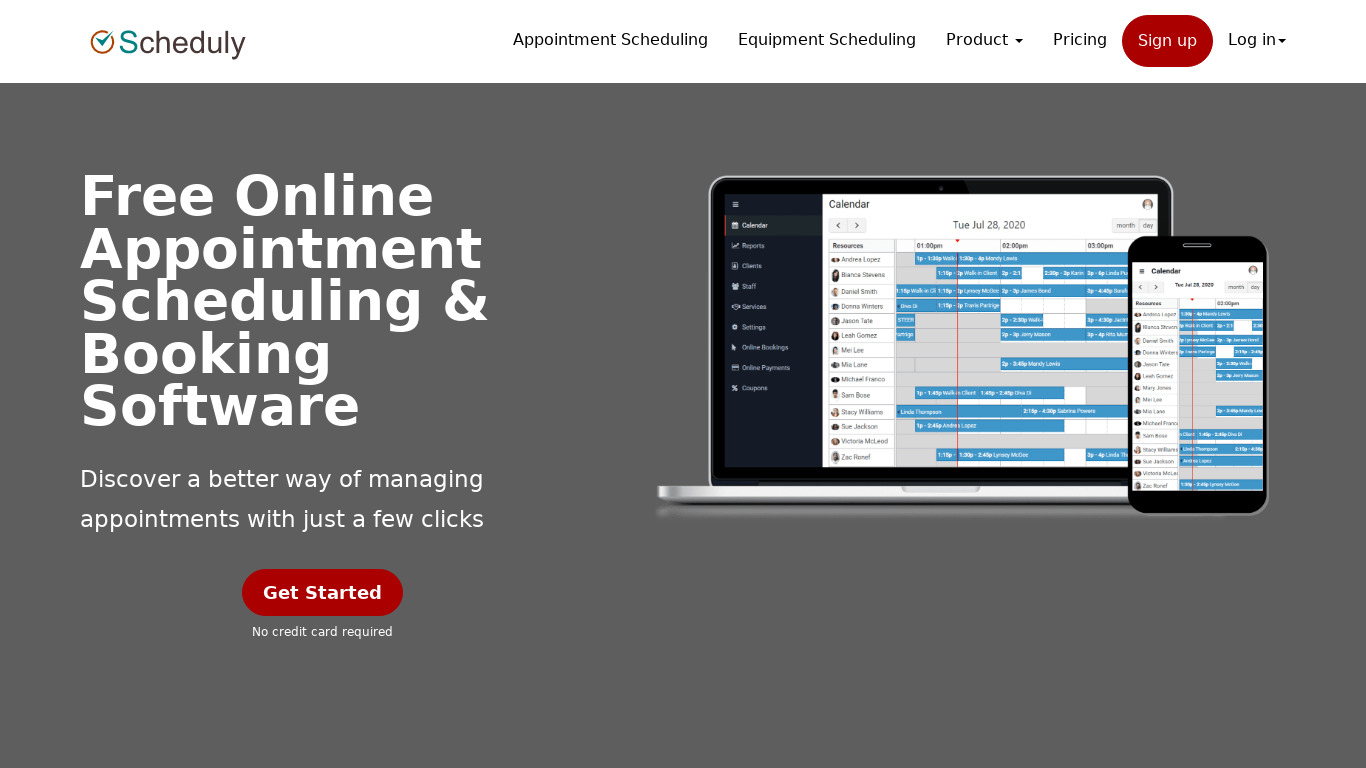 Scheduly Landing page