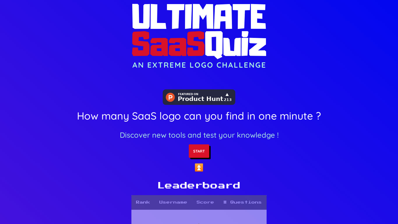 The Ultimate SaaS Quiz Landing page