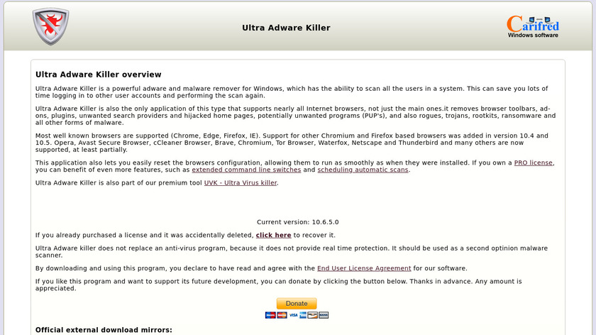 Ultra Adware Killer Landing Page