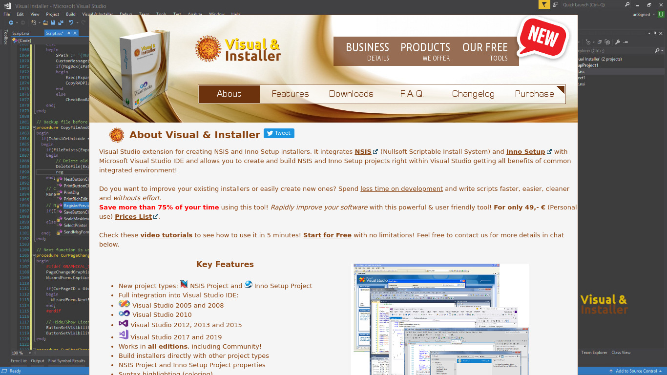Visual & Installer Landing page