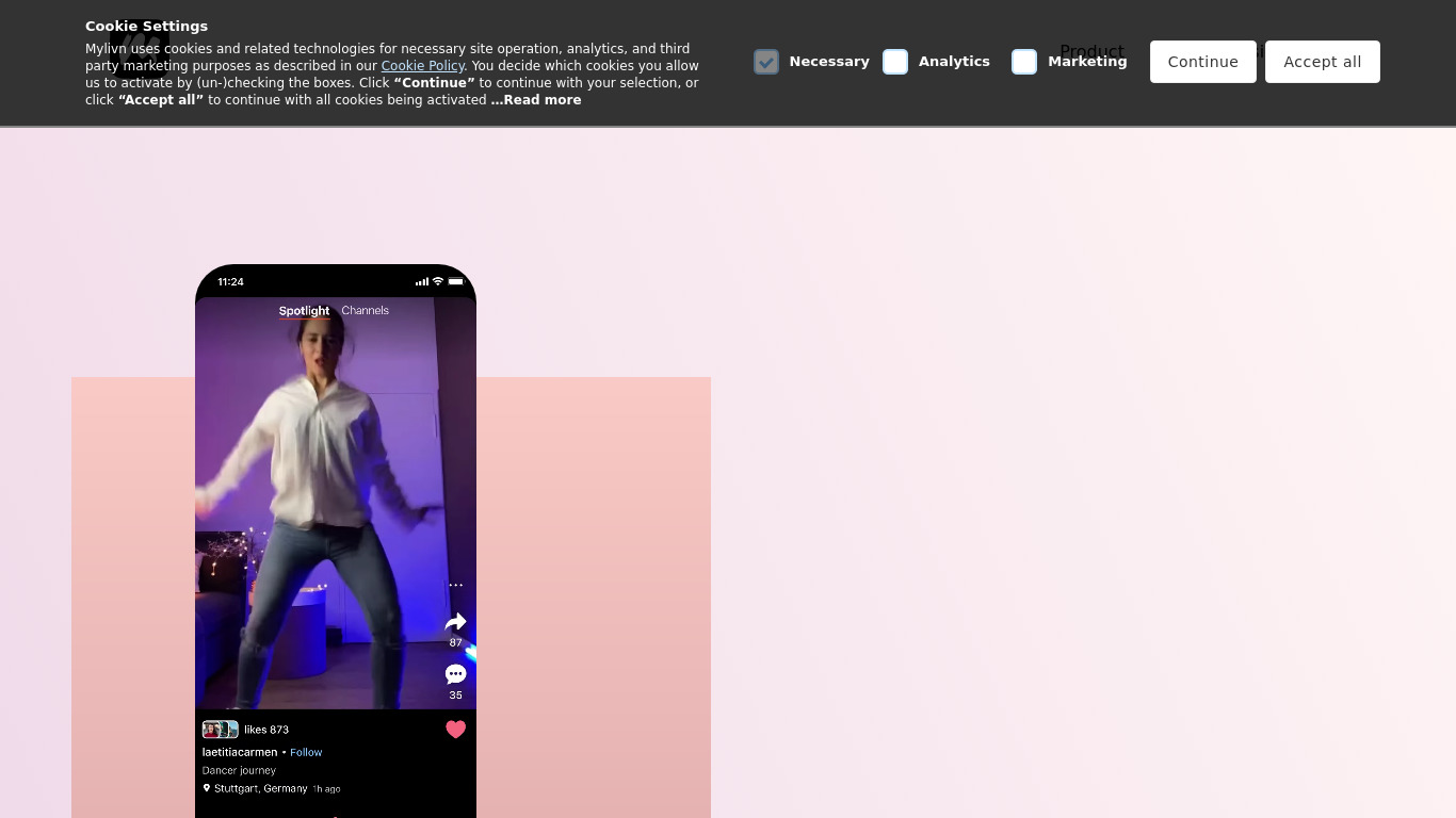 Mylivn Landing page