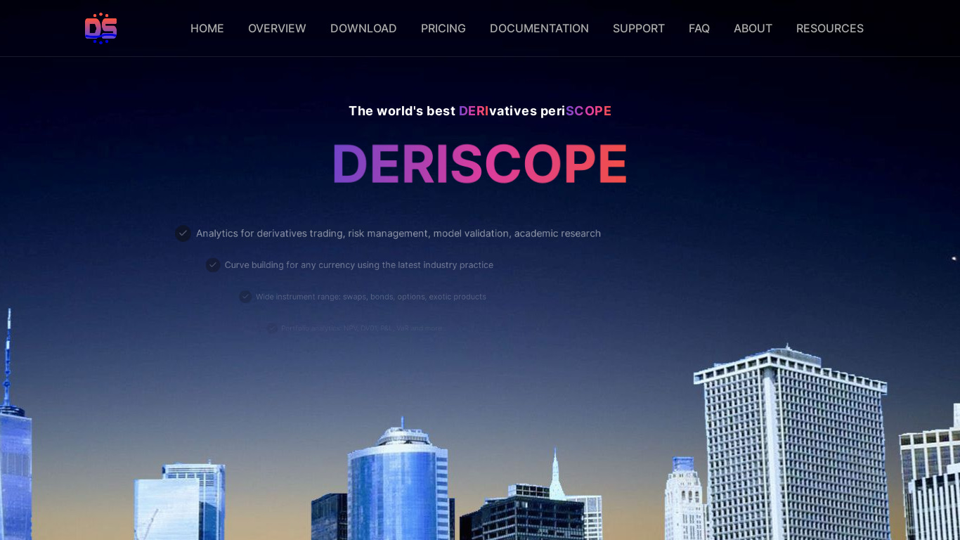 Deriscope Landing page