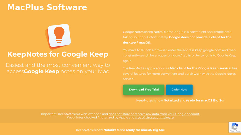 KeepNotes for Google Keep Landing Page