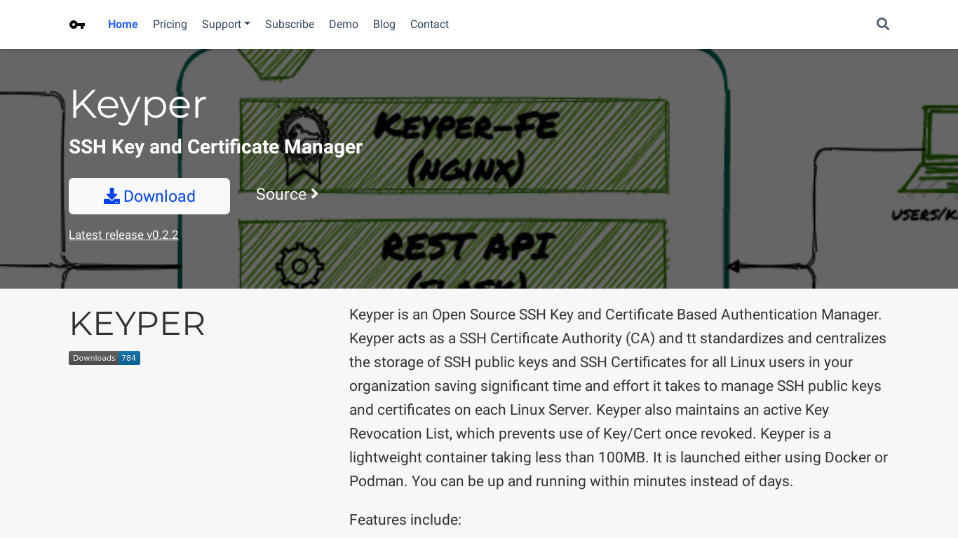 Keyper Landing page
