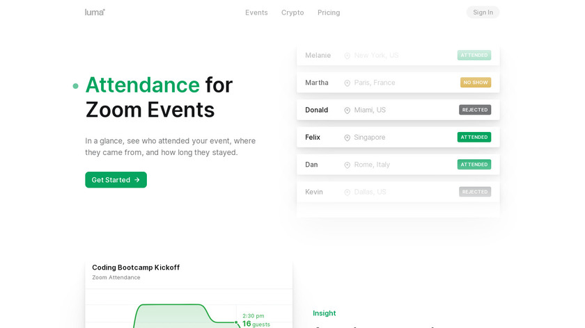 Zoom Attendance Tracking by Luma Landing Page