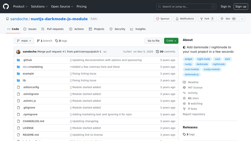 Darkmode Widget for Nuxt.js Landing Page
