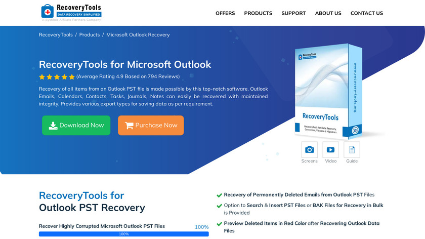 RecoveryTools for MS Outlook Landing Page