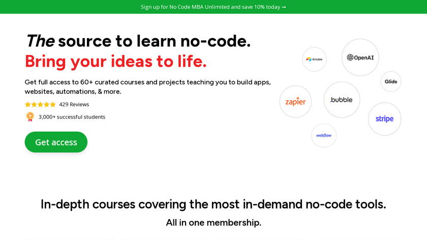 No Code MBA Landing Page