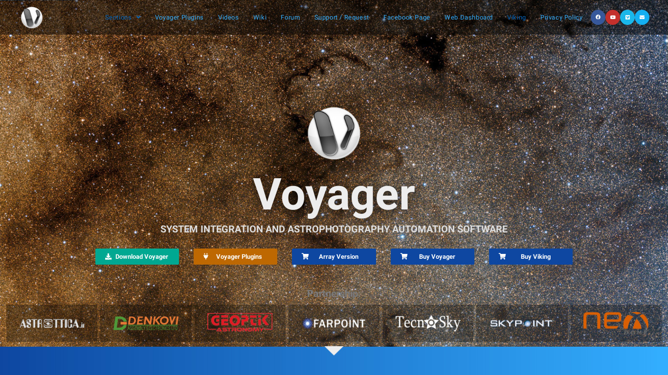 Voyager Astrophotography Landing page