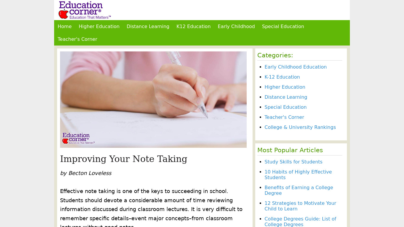 Notes Taking Landing page