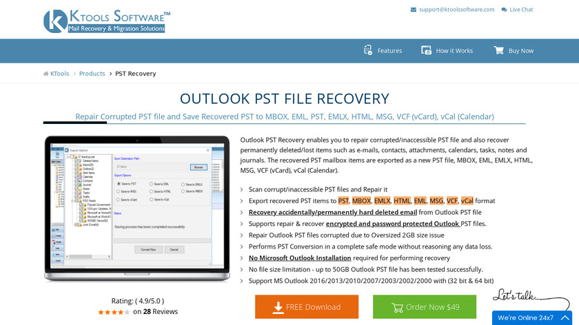 KTools Outlook PST File Recovery Landing Page