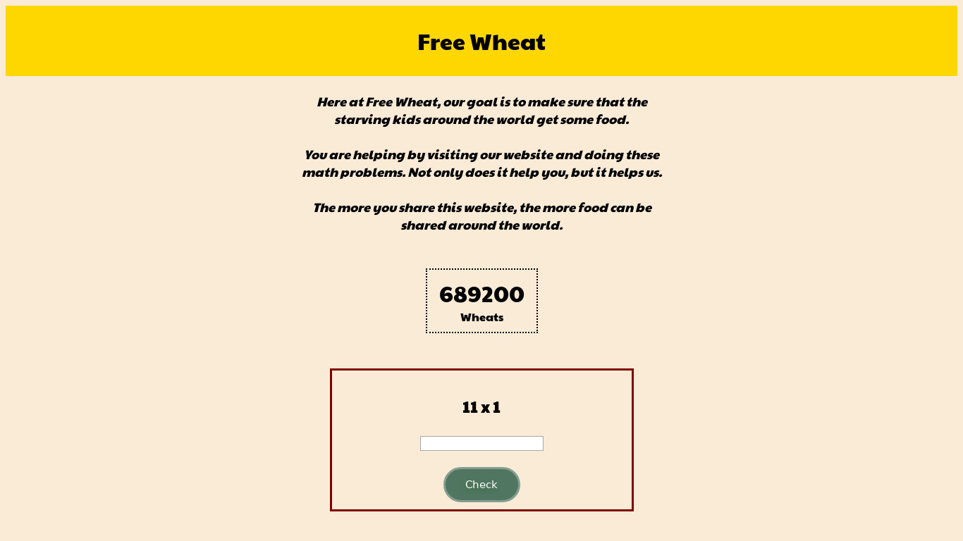 Free Wheat! Landing page