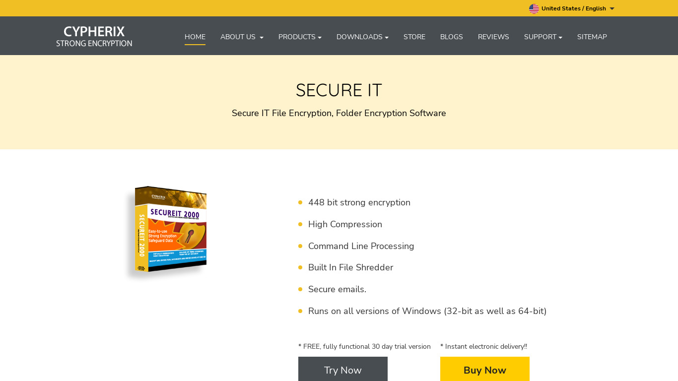 Cypherix Secure IT Landing page