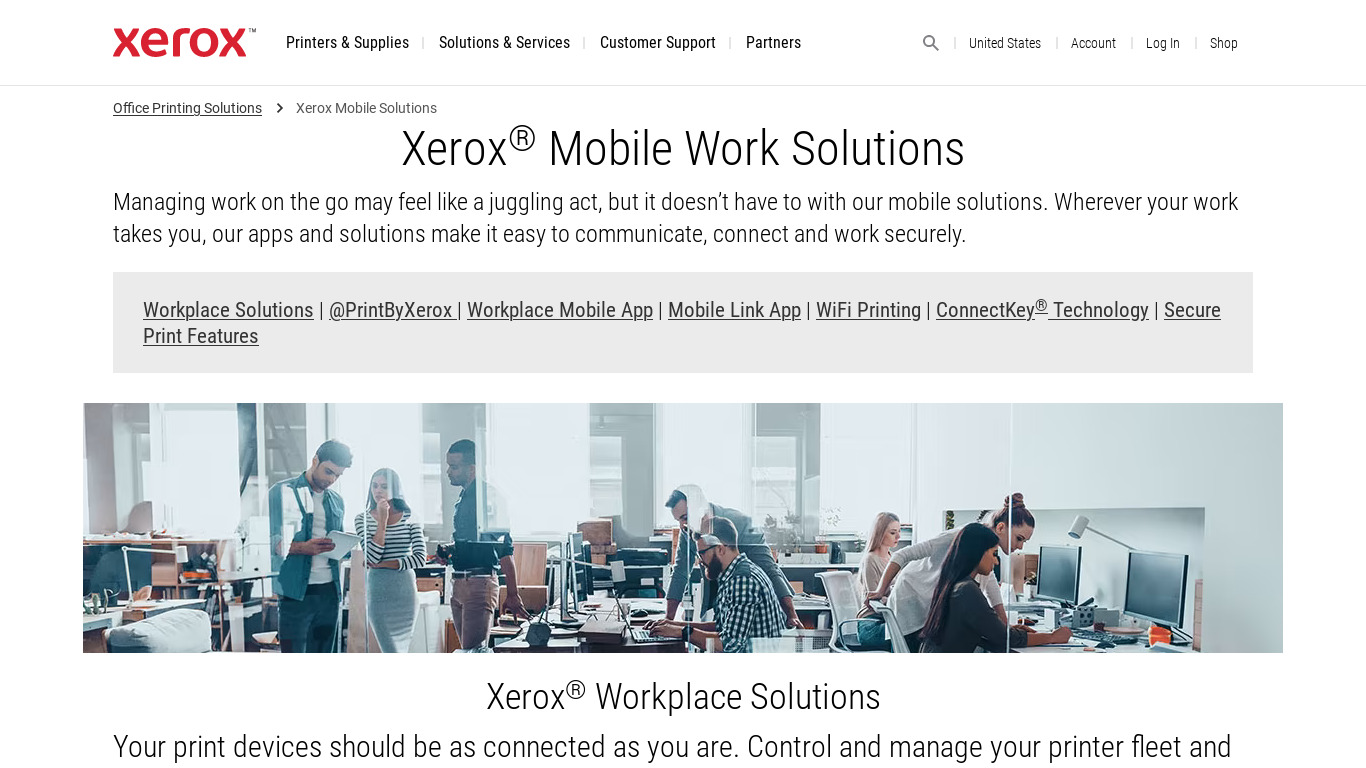 Xerox® Workplace Landing page